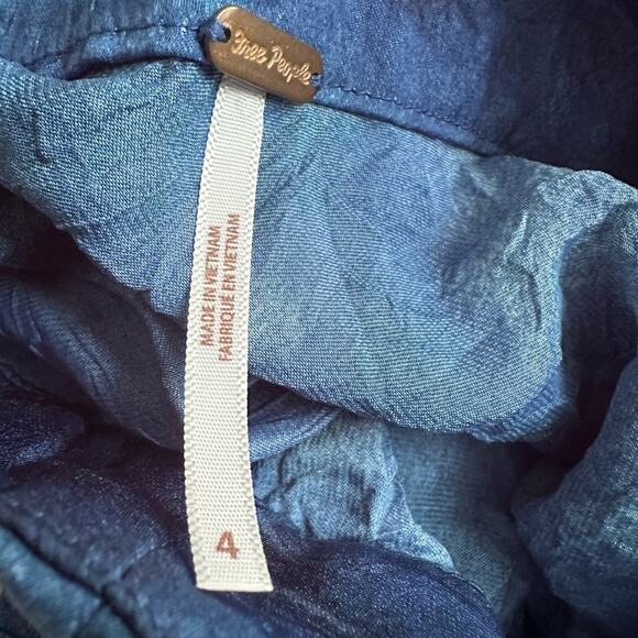 Free People Blue Martine Skirt Mini Hippie Boho Artsy Watercolor Indie Vacation - Picture 4 of 6